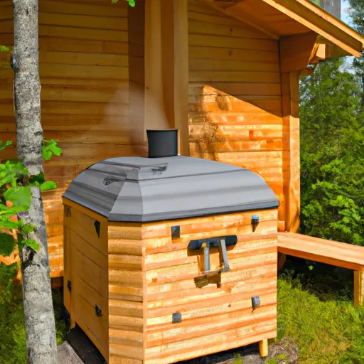 

A photo of a traditional sauna or barrel sauna, with wooden walls and a wood-burning stove, surrounded by a peaceful forest setting. The image conveys a sense of relaxation and tranquility, perfect for an article about the traditional